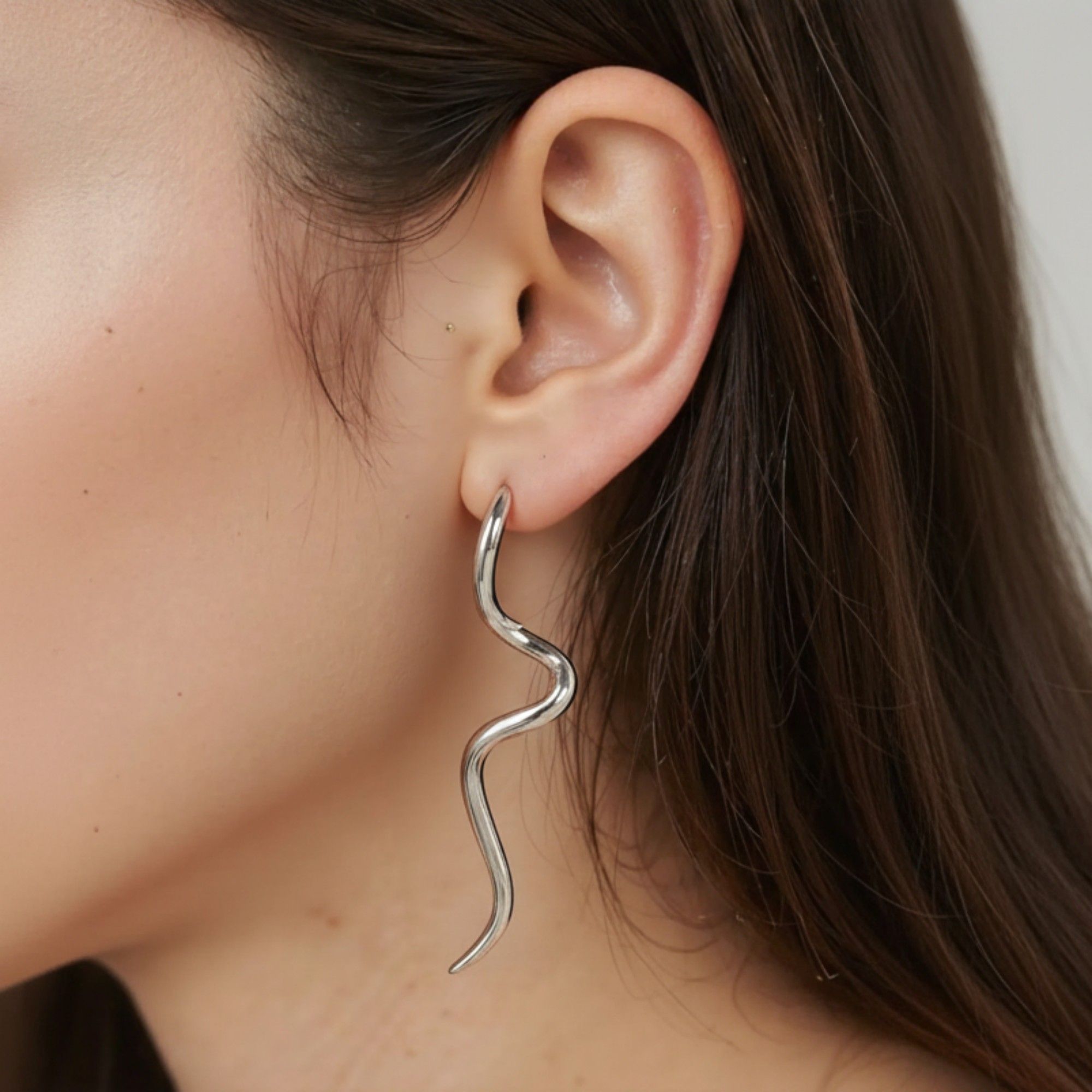 Wavy Metal Drop Earrings with Sculpted Curved Silhouette and Sleek Minimalist Design for a Modern Artistic Statement Look
