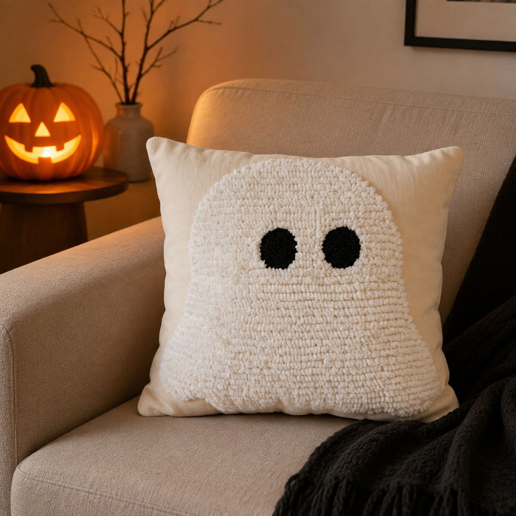 Halloween Tufted Ghost Throw Pillow Cover for Couch Bed and Chair