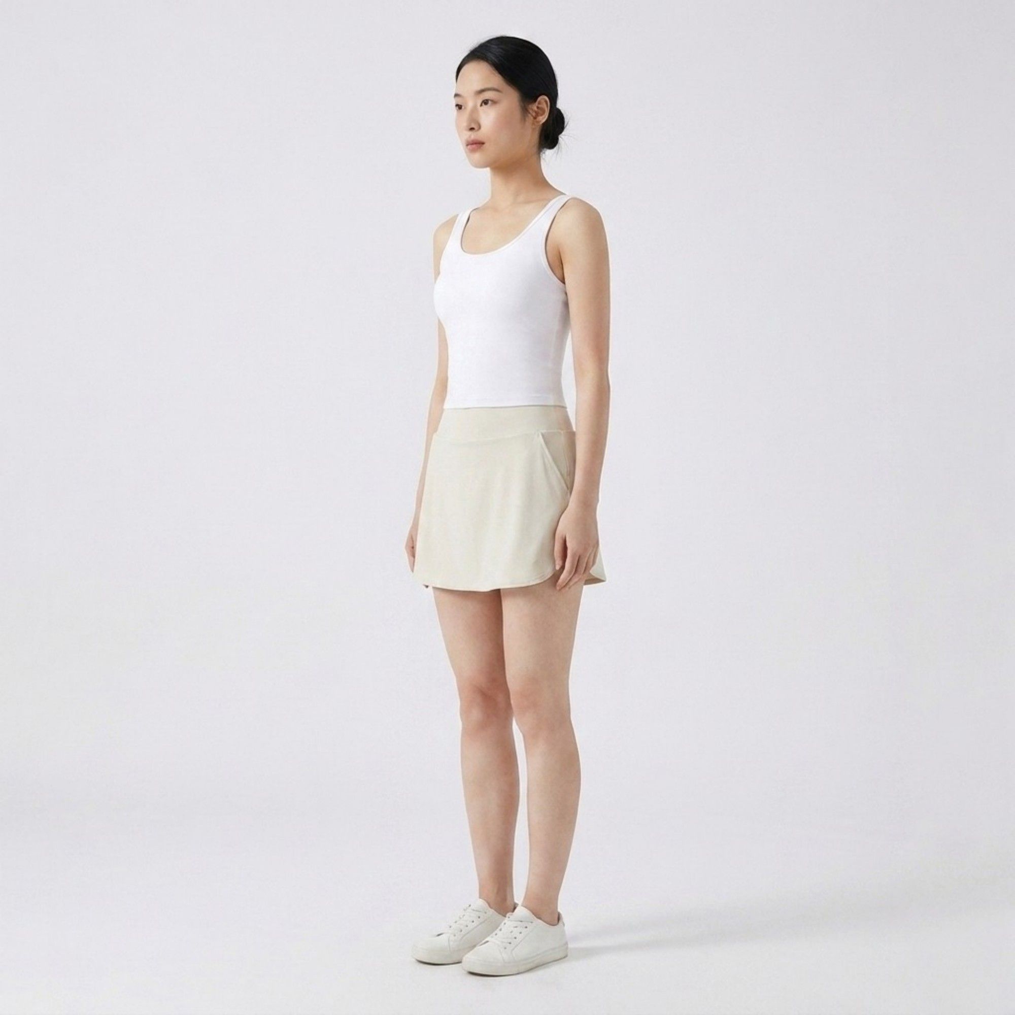 Anna-Kaci Active Women's High Waist Athletic Skort with Wide Waistband Curved Hem Smooth Stretch Knit and Built In Shorts