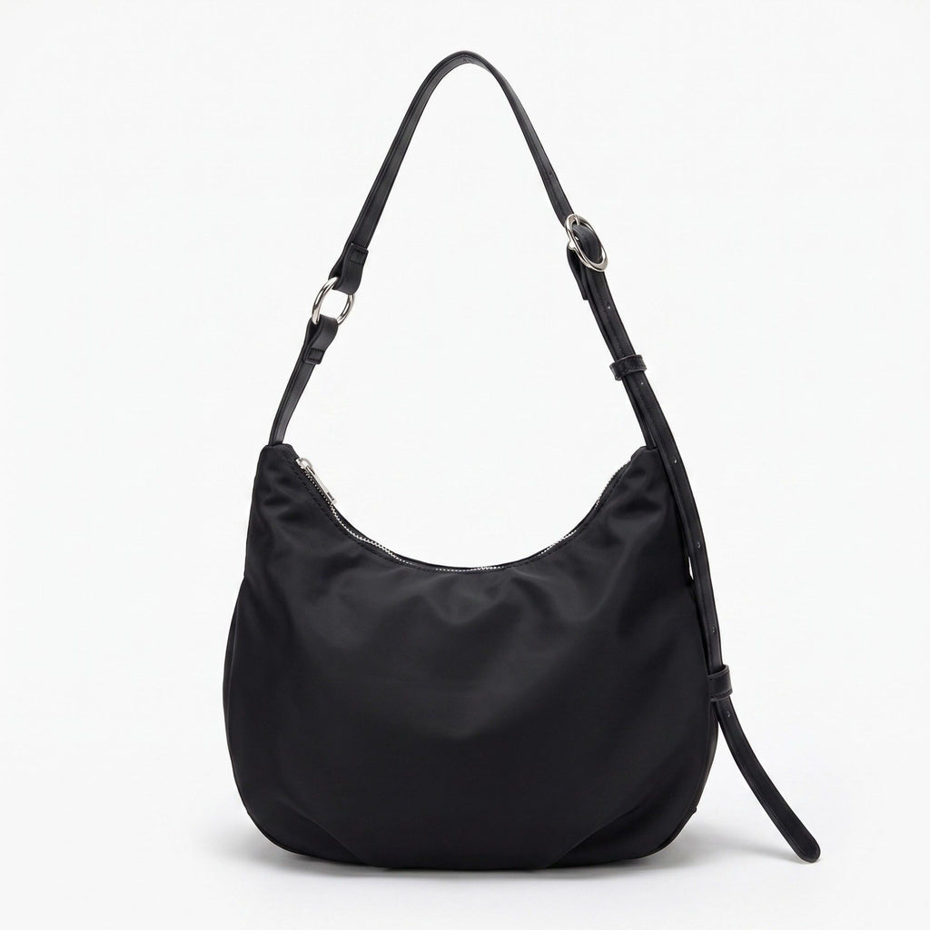 Soft Hobo Shoulder Bag with Adjustable Strap and Zip Closure
