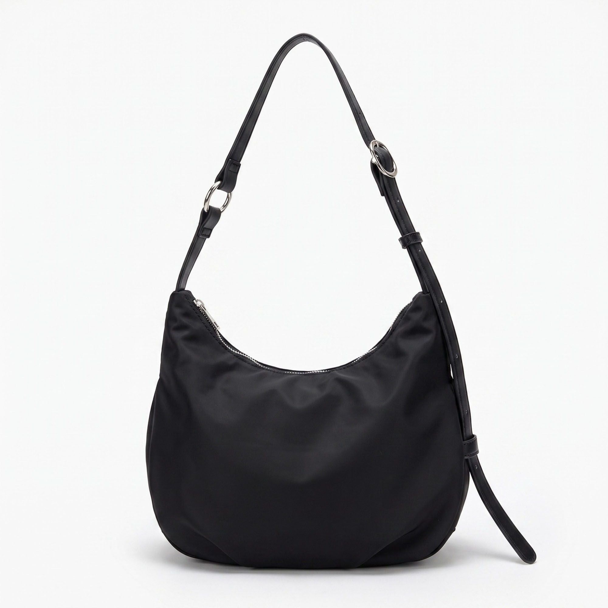 Soft Hobo Shoulder Bag with Adjustable Strap and Zip Closure