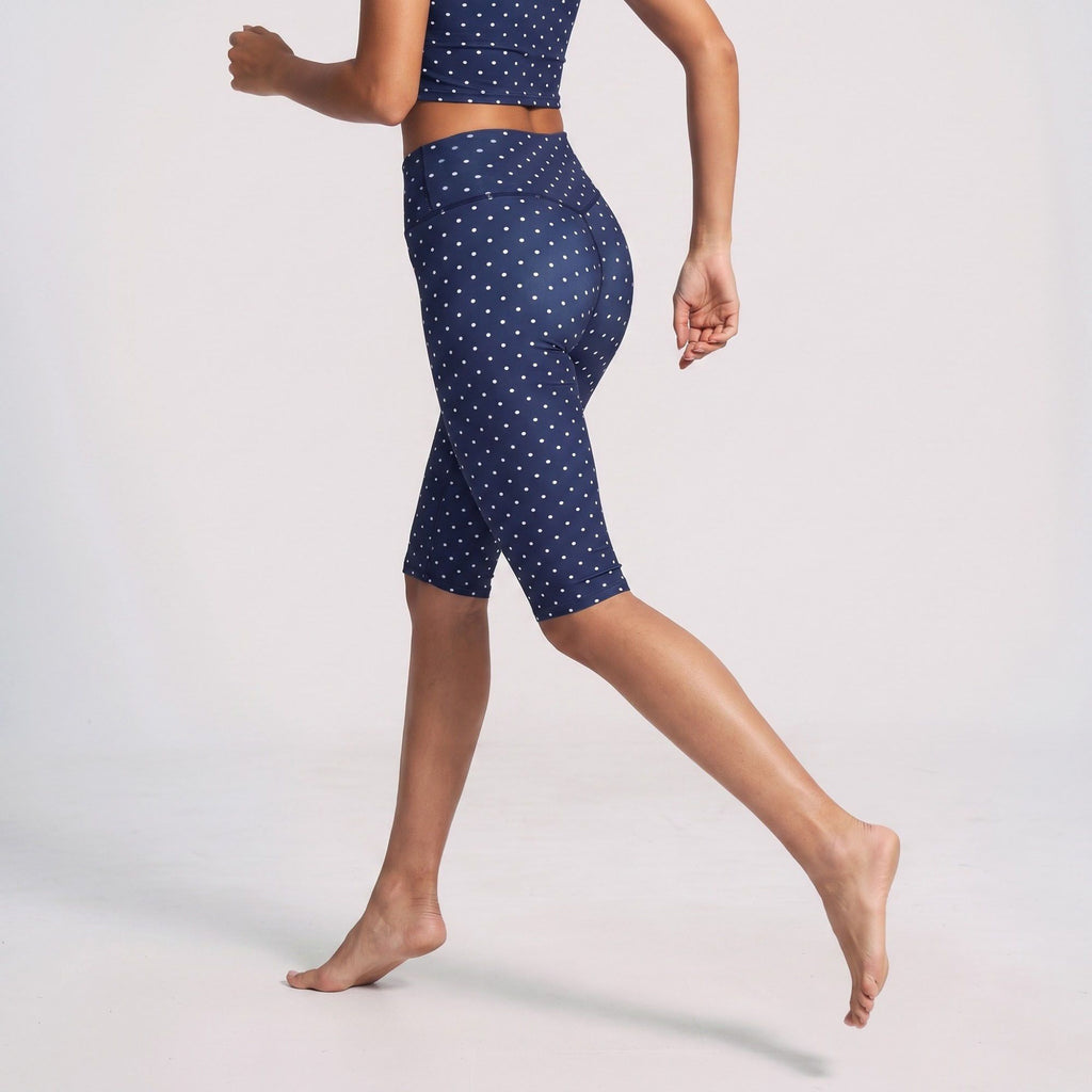 Polka Dot Foldover Waist Capri Leggings Fitted Cropped Yoga Pants for Dance Gym Workouts