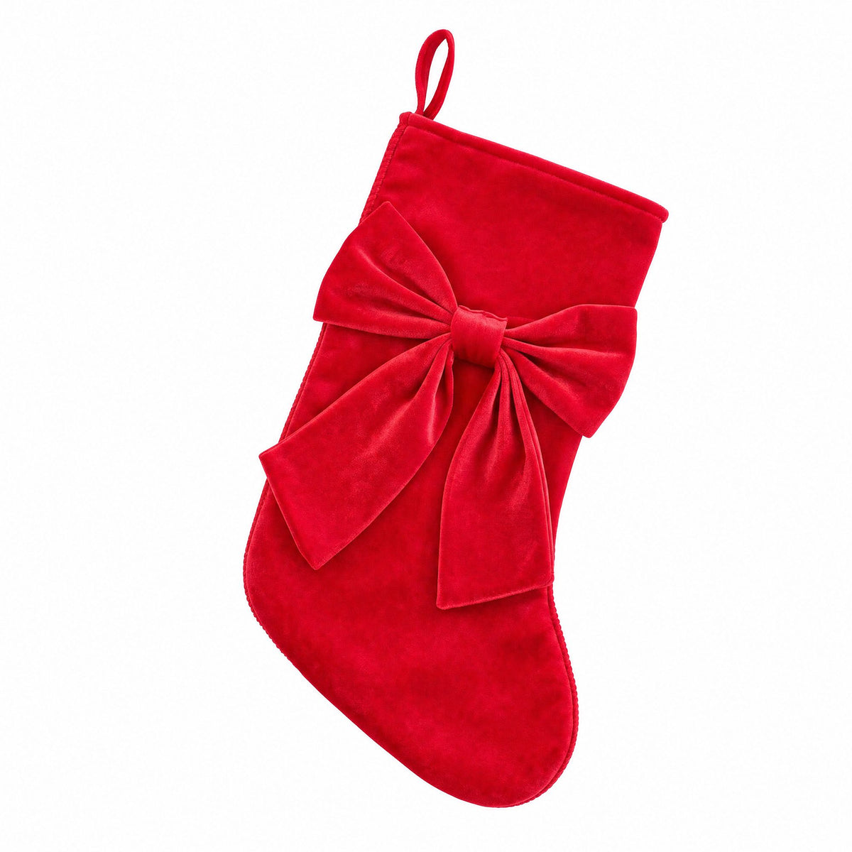 Velvet Bow Christmas Stocking Hanging Fireplace Mantel Holiday Decor
