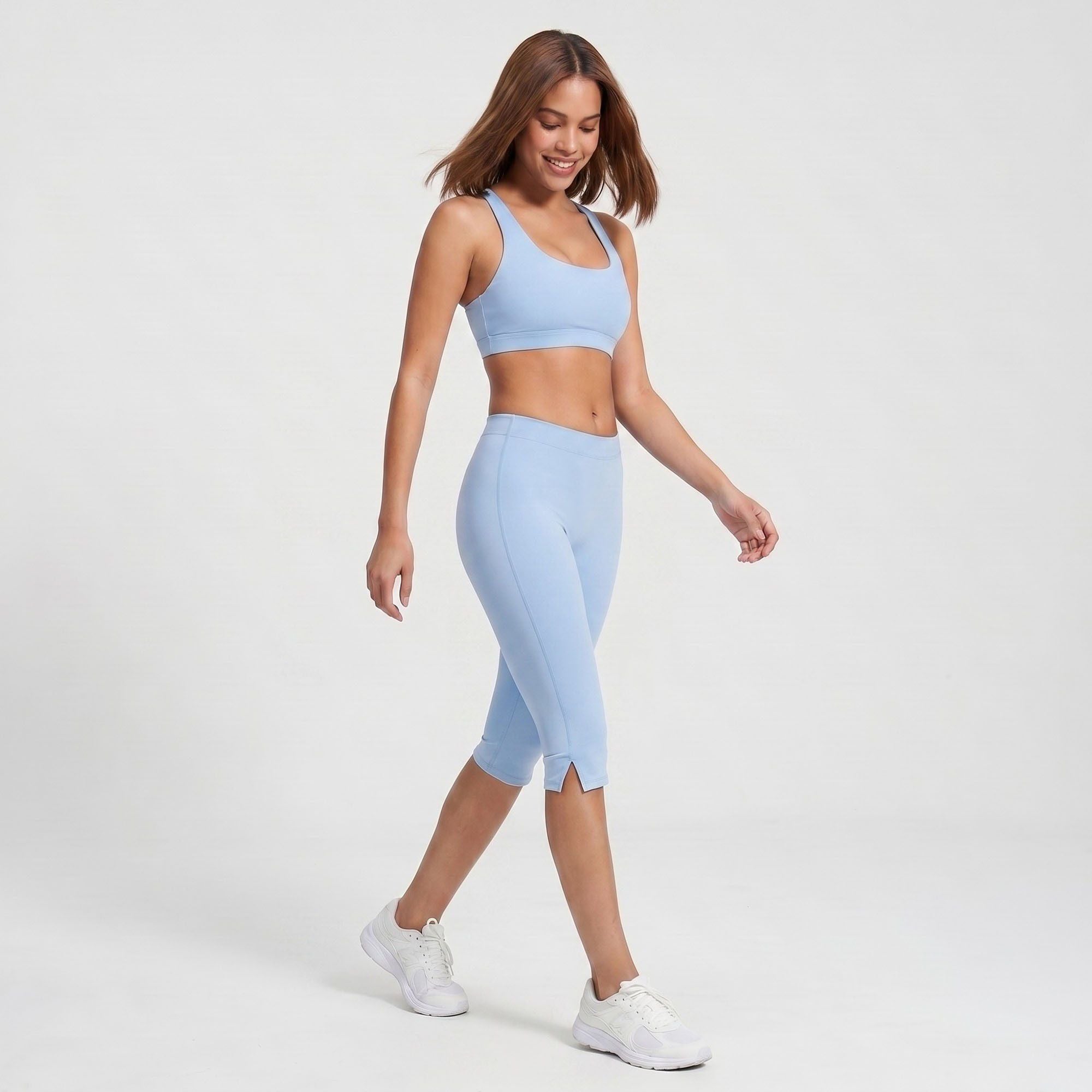 High Waist Capri Leggings Side Slit Cropped Workout Yoga Pants