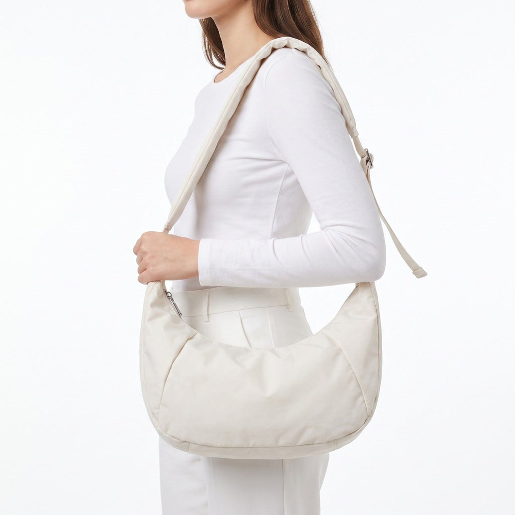 Oversized Crescent Sling Bag with Wide Adjustable Strap and Top Zipper 17.5x10x6.5in