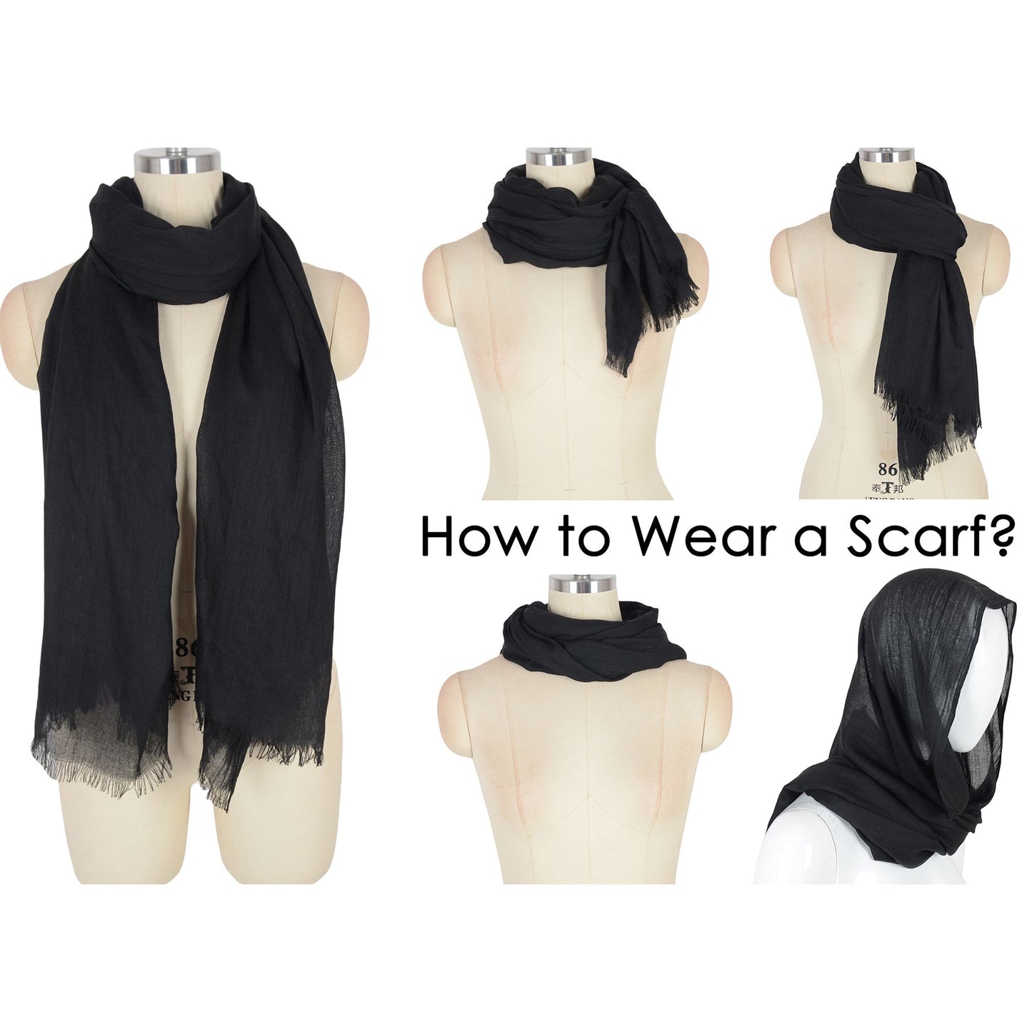 Anna-Kaci Lightweight Solid Cotton Linen Scarf Large Long Gauze Beach Wrap Shawl 78 Inches