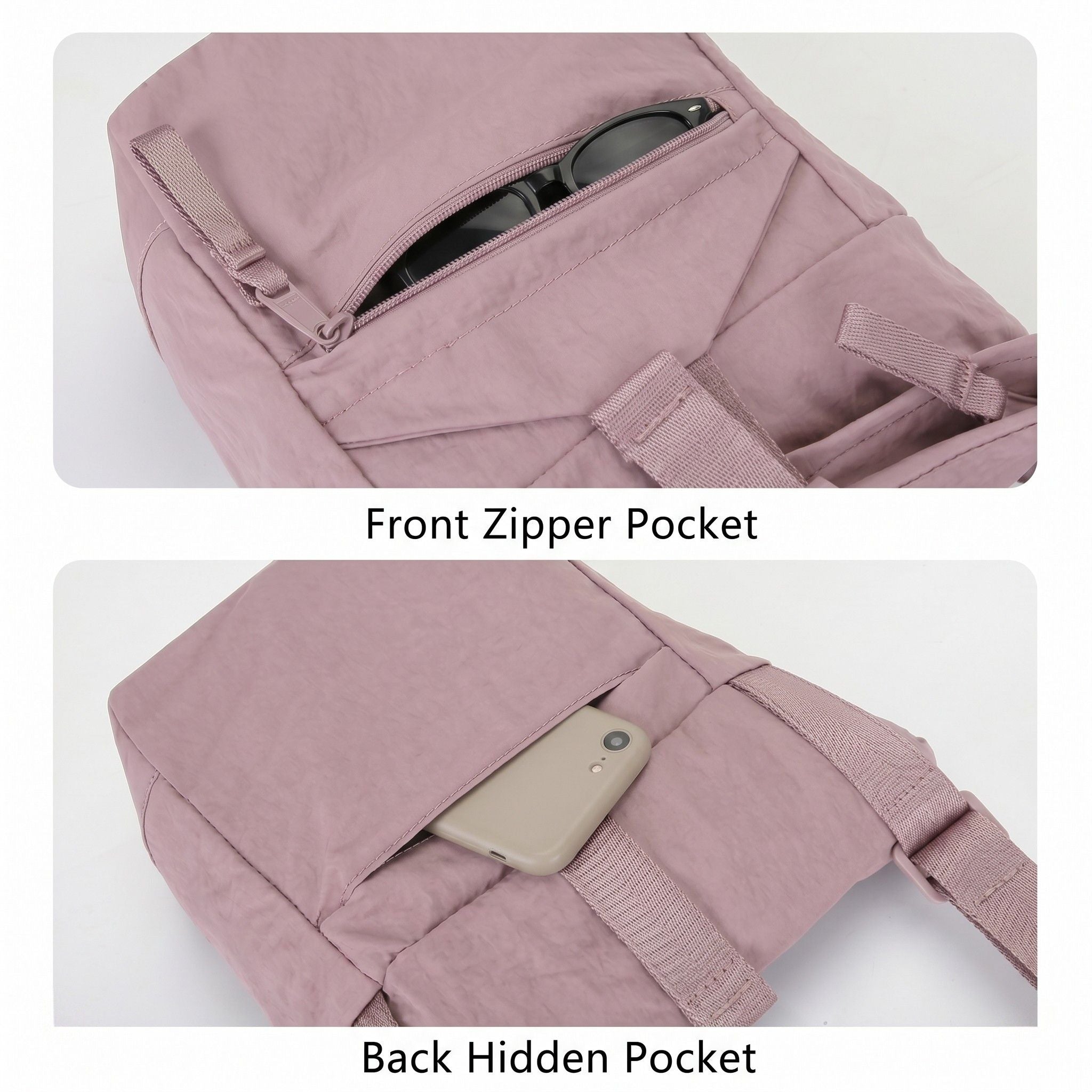 Water Resistant Nylon Crossbody Bucket Bag Adjustable Strap Multi Pocket Everyday Travel Bag