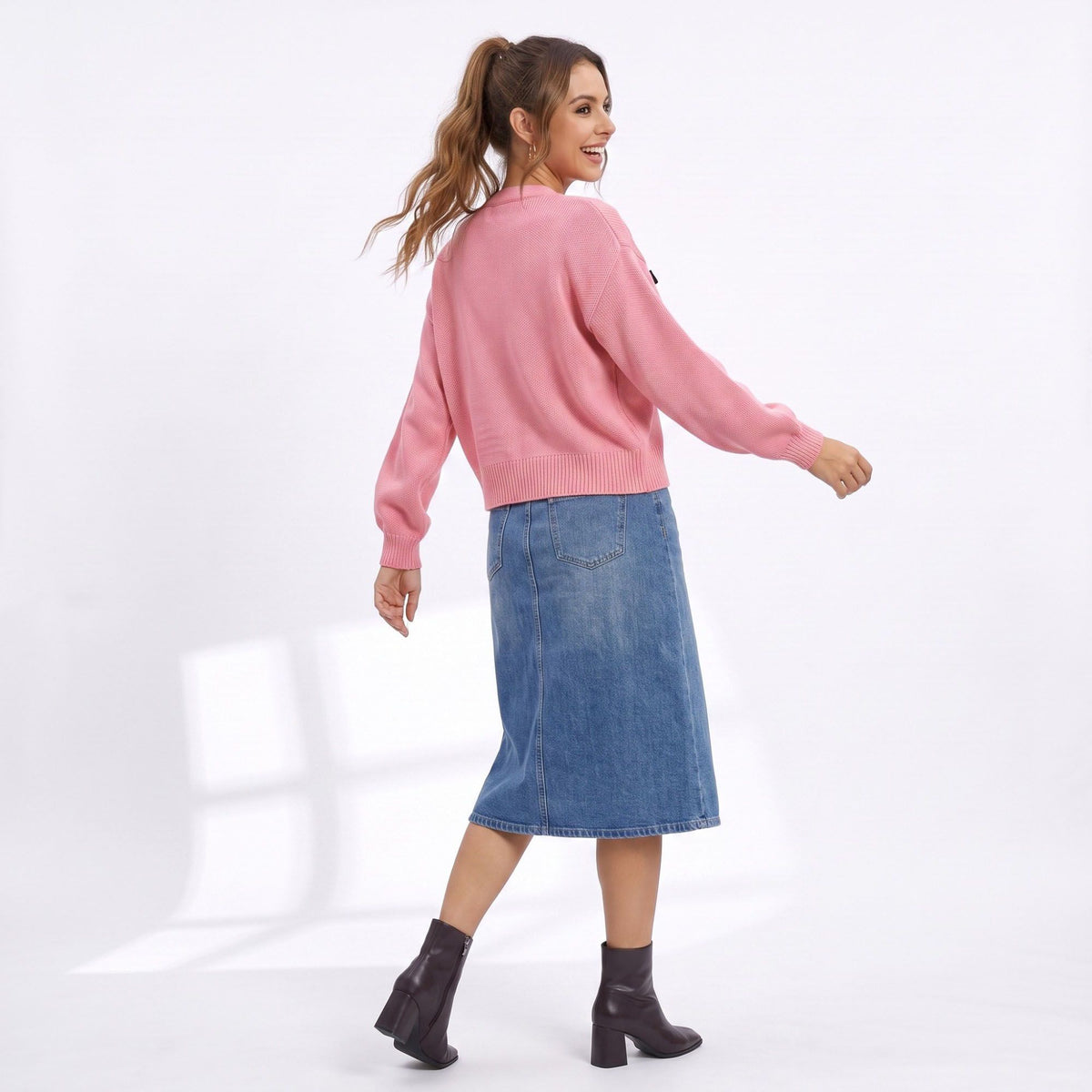 Bow Detail Open Front Knit Cardigan Sweater