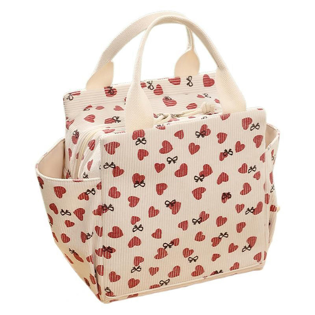 Anna-Kaci Insulated Lunch Bag with 12L Capacity Heart Print Reusable Thermal Food Tote with Zipper Closure