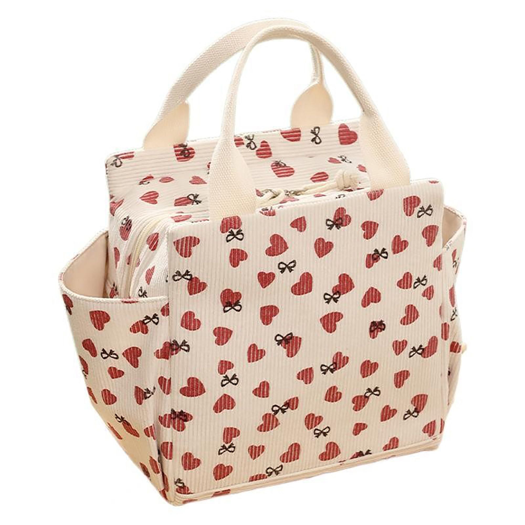 Anna-Kaci Insulated Lunch Bag with 12L Capacity Heart Print Reusable Thermal Food Tote with Zipper Closure