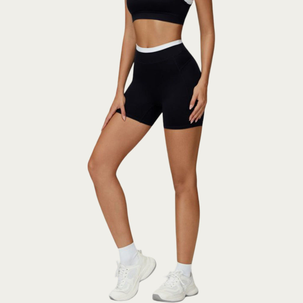 Anna-Kaci Active Women's High Waist Biker Shorts with Smooth Stretch Fabric and Contrast Waistband