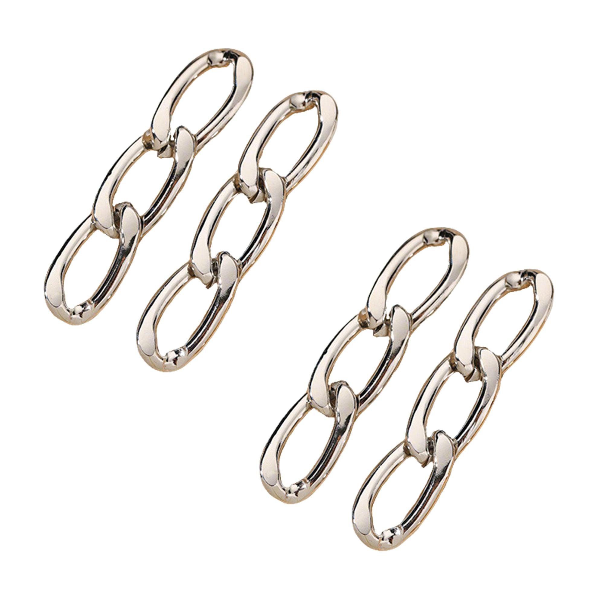 2-Pairs Elongated Chain Link Drop Earrings with Polished Finish