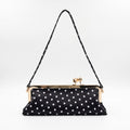 Polka Dot Satin Metal Frame Clasp Shoulder Bag Evening Clutch