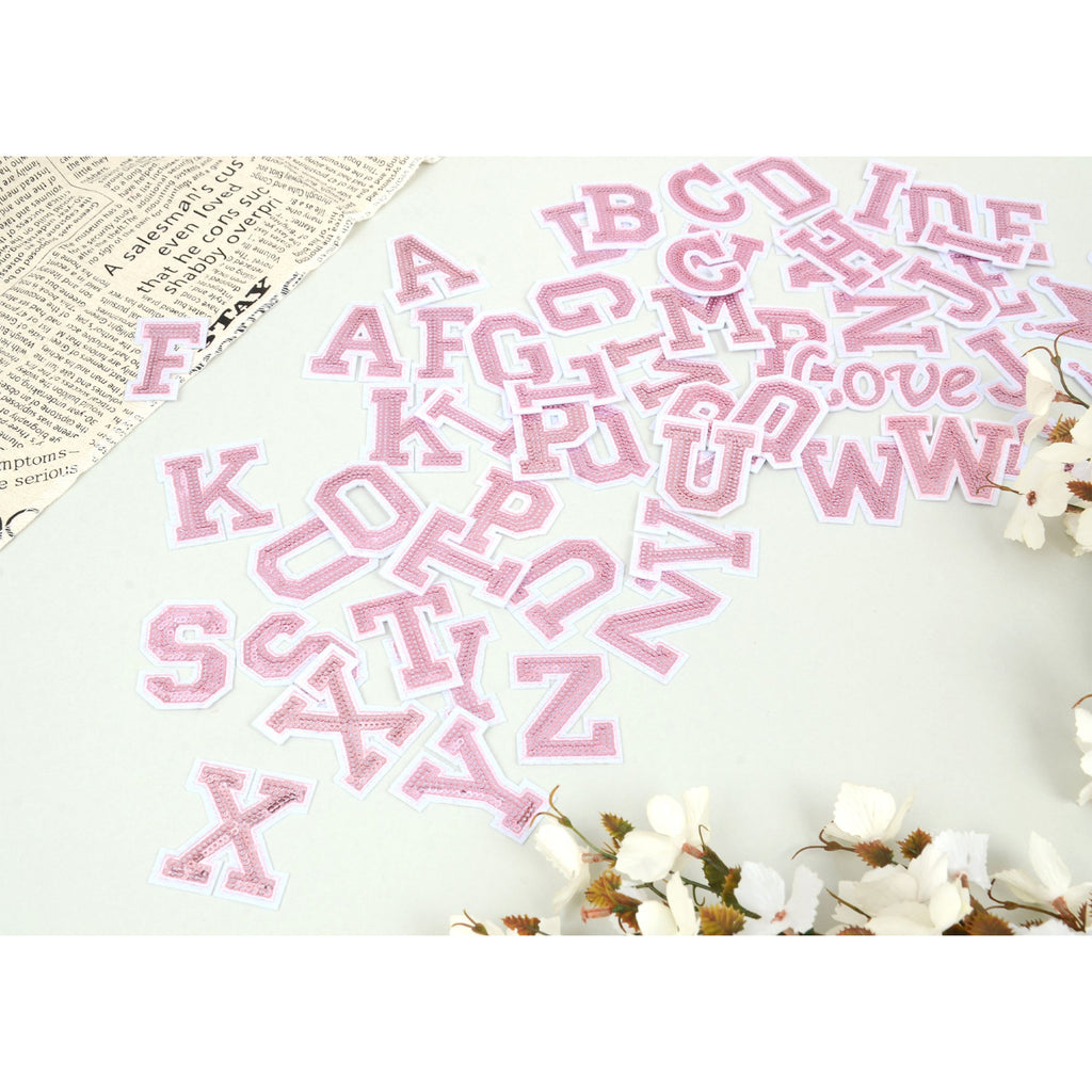 56 PCS Sequin Letter Iron On Patches A-Z Alphabet Varsity Letter Sewing Repair Preppy Glitter Hot-fix for Bag Shoes DIY Supplies