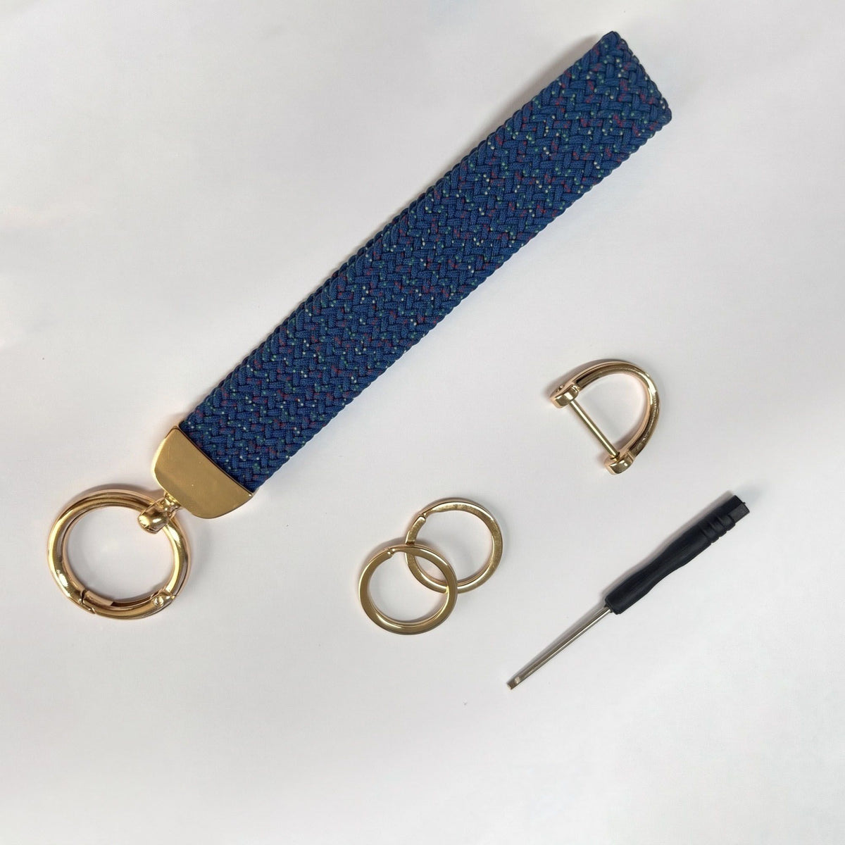 Woven Wristlet Keychain Strap with Hardware Kit