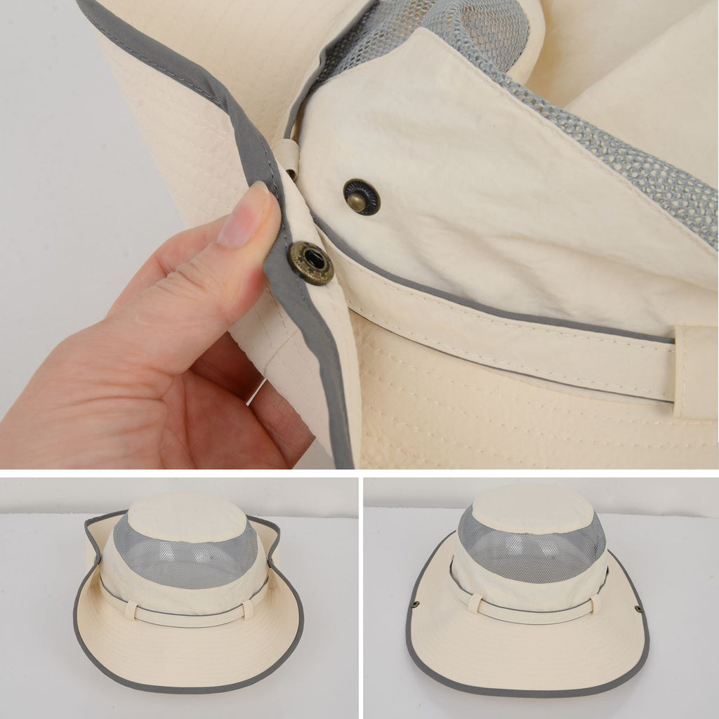 Anna-Kaci Wide Brim Outdoor Hat with Mesh Ventilation Snap-Up Sides and Chin Strap for Hiking, Beach, Travel, and Sun Protection