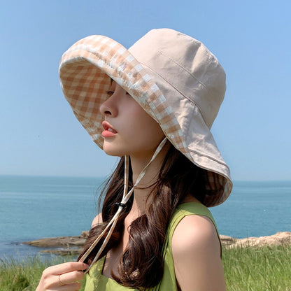 Anna-Kaci Women's Reversible Checkered Bucket Hat with Chin Strap