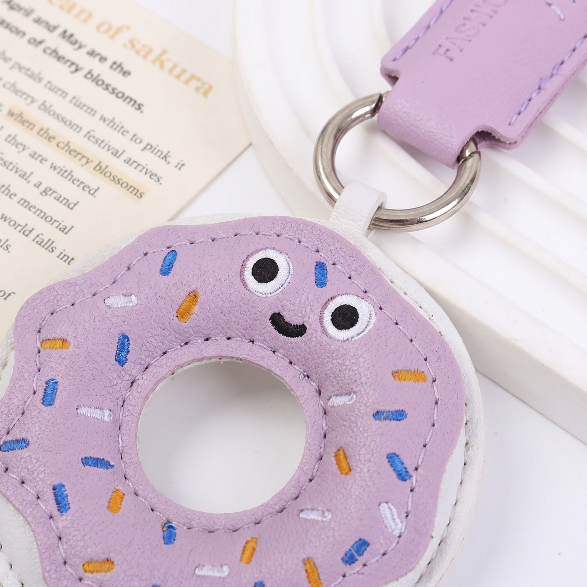 2-Piece Womens Padded Bag Charm with Hanging Strap and Stitched Detail