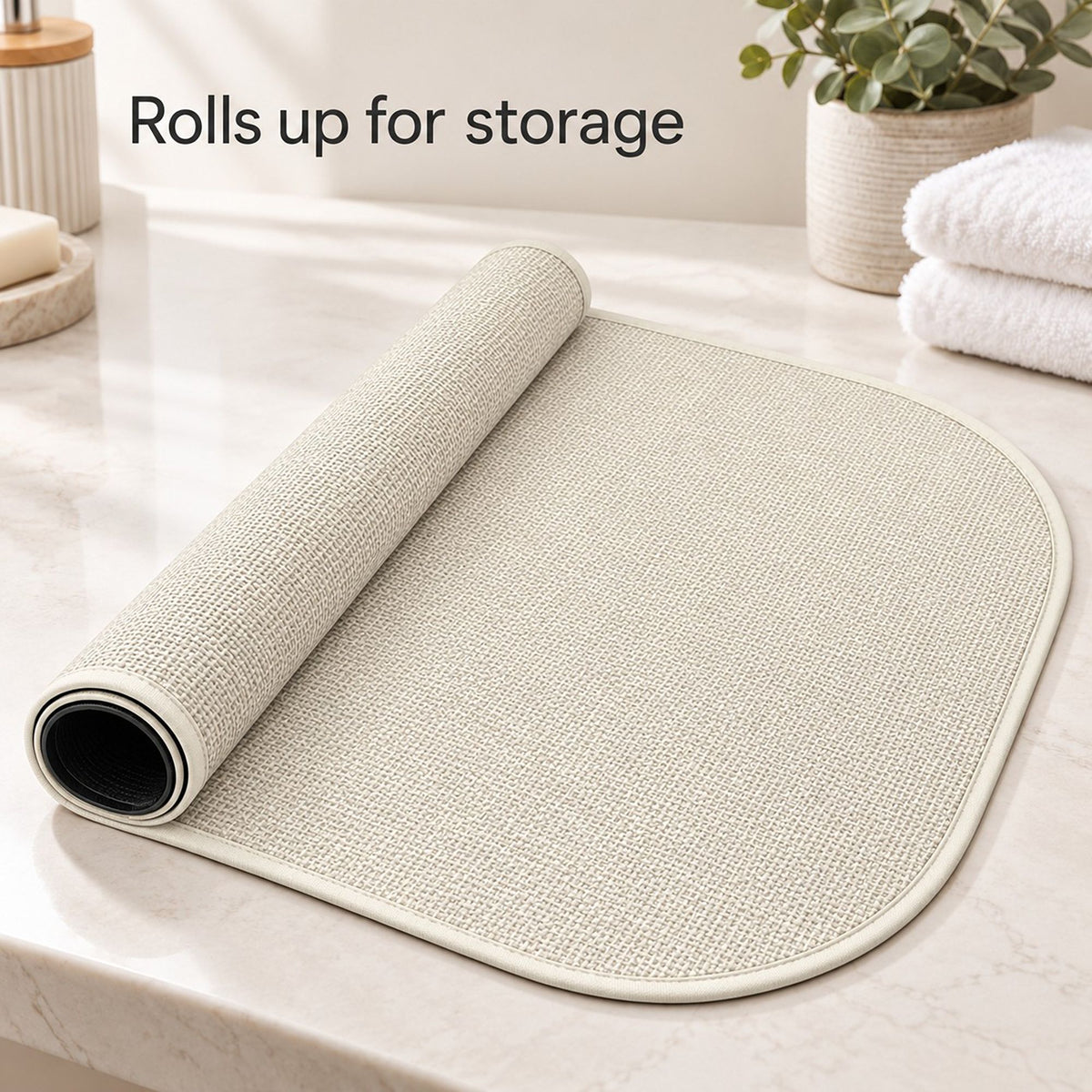 Absorbent Linen Look Bath Mat with Non Slip Backing