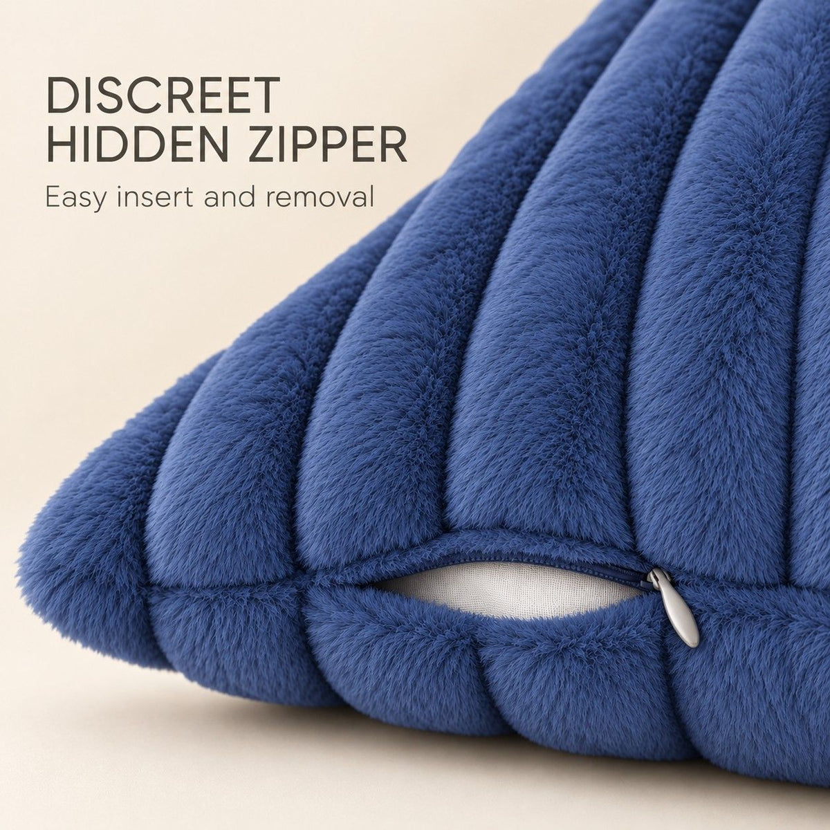 Double Sided Plush Corduroy Throw Pillow Cover 18 x 18 Inch Wide Stripe Texture