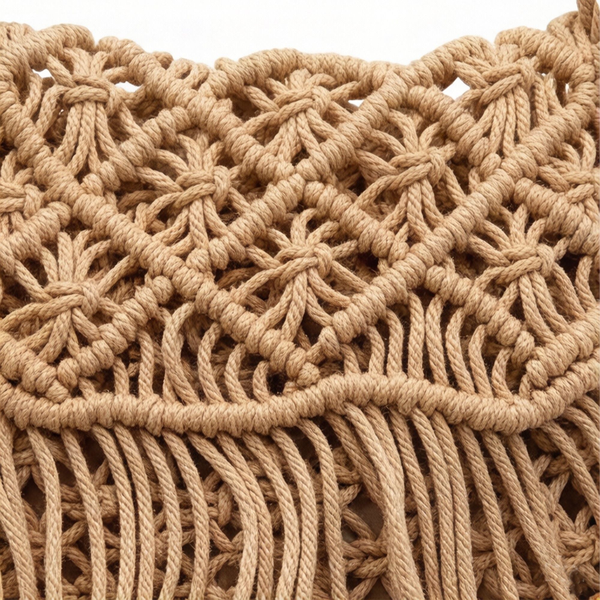 Macrame Fringe Shoulder Bag Knotted Rope Crossbody Handbag Boho Woven Tassel Bag Lightweight Handmade Style Purse