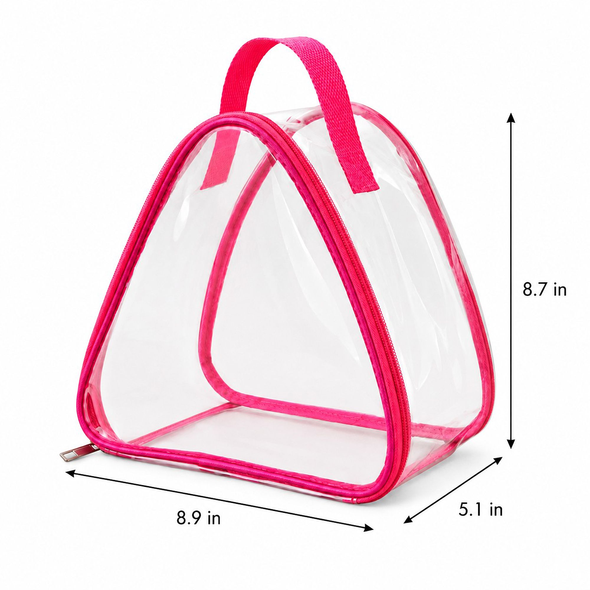 Clear Triangular Lunch Bag with Zipper Closure and Top Handle