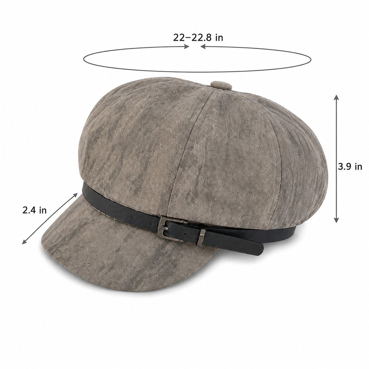 Faux Suede Newsboy Cap Vintage Baker Boy Hat With Buckle Band