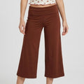 Foldover Waistband Cropped Wide-Leg Trousers