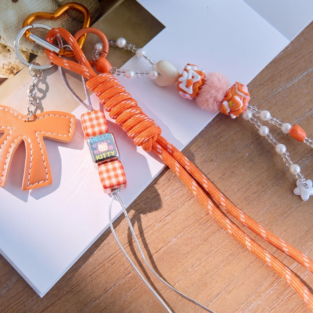 2-Piece Womens Bag Charm with Hanging Strap and Decorative Accents