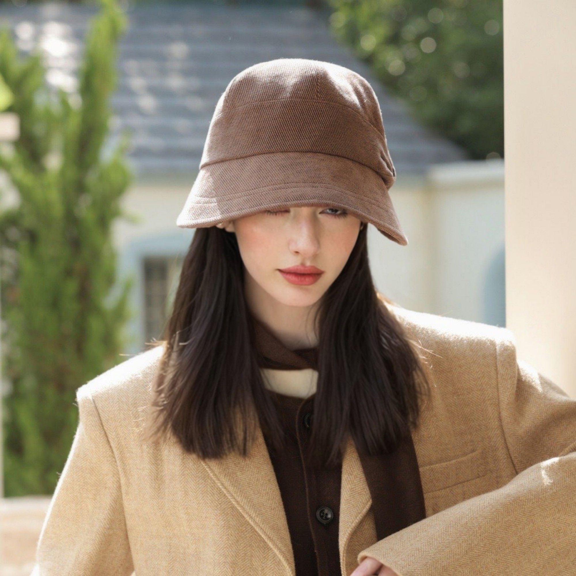 Anna-Kaci Women's Wide Brim Bucket Hat with Side Bow Detail and Structured Crown