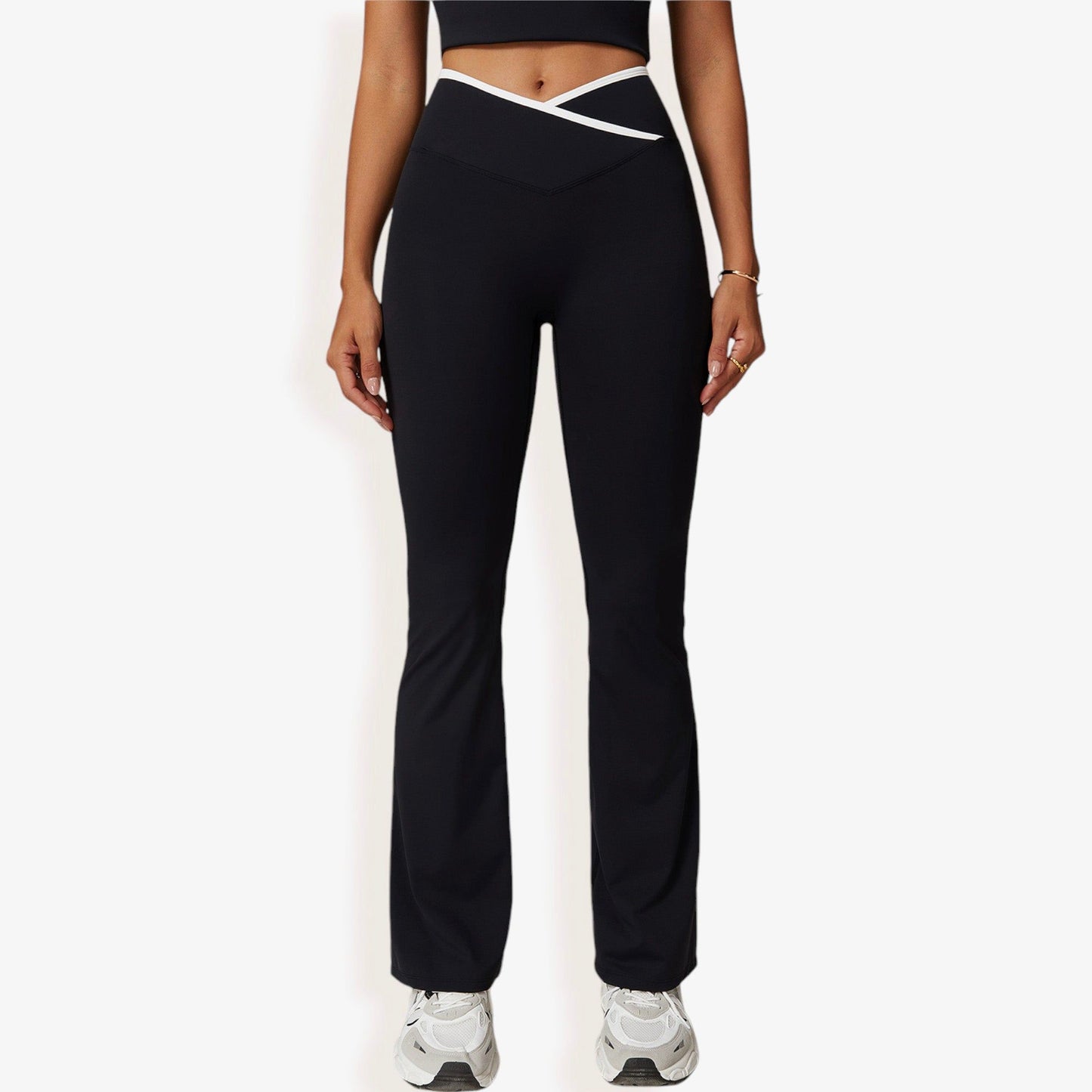 High Waist Crisscross Yoga Pants Flare Leg for Active and Casual Wear