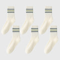 Anna-Kaci 6pk Men's Crew Socks with Striped Cuffs