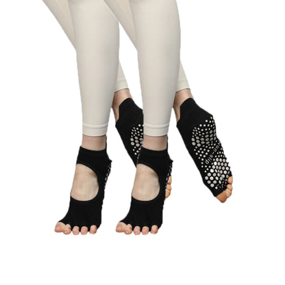Anna-Kaci Women's Open-Toe Grip Socks for Yoga and Pilates with Non-Slip Soles and Arch Support