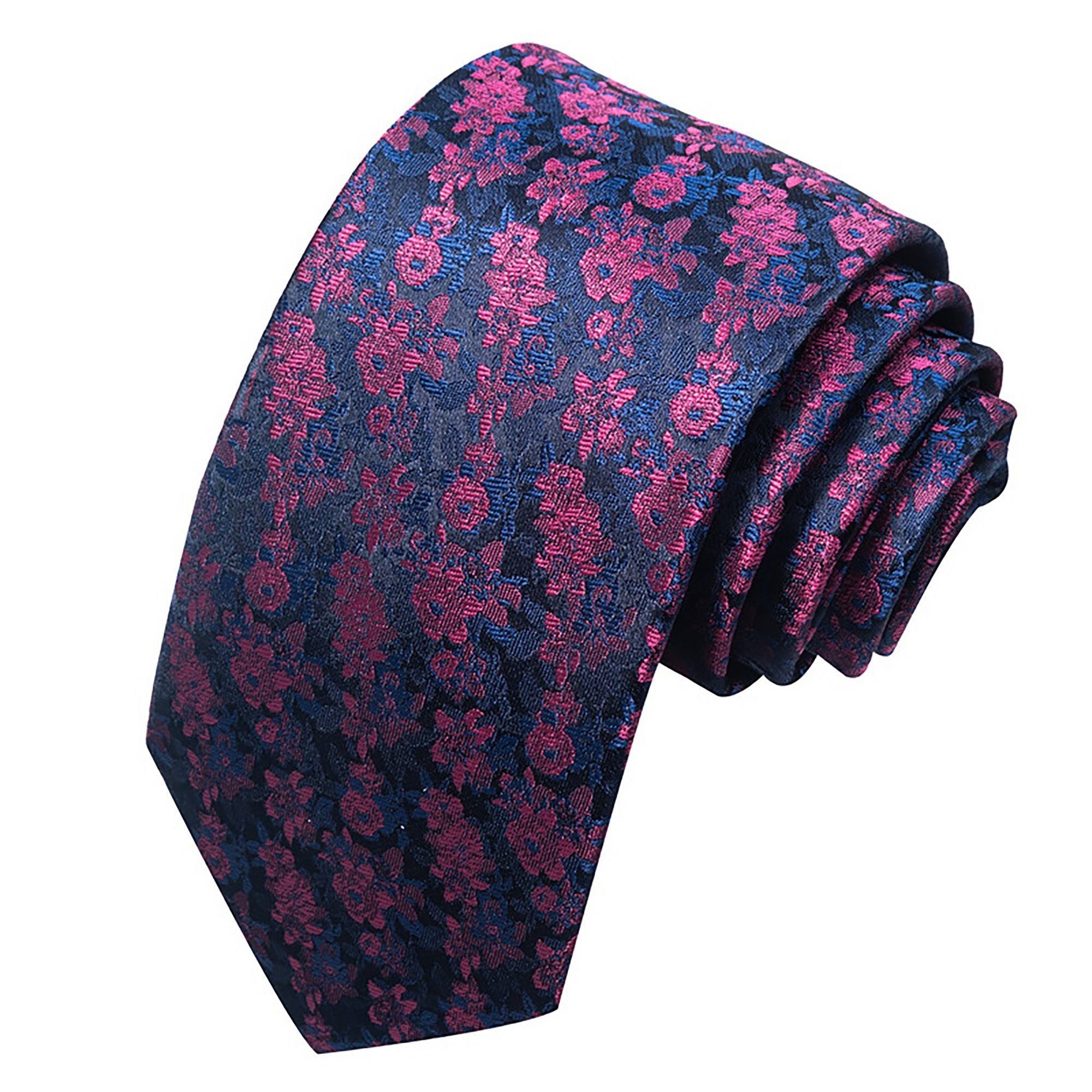 Alilang Men's Floral Print Tie with Woven Botanical Pattern and Classic Tapered Design