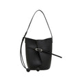 Pebbled Leather Bucket Shoulder Tote with Adjustable Buckle Accent and Open Top Design