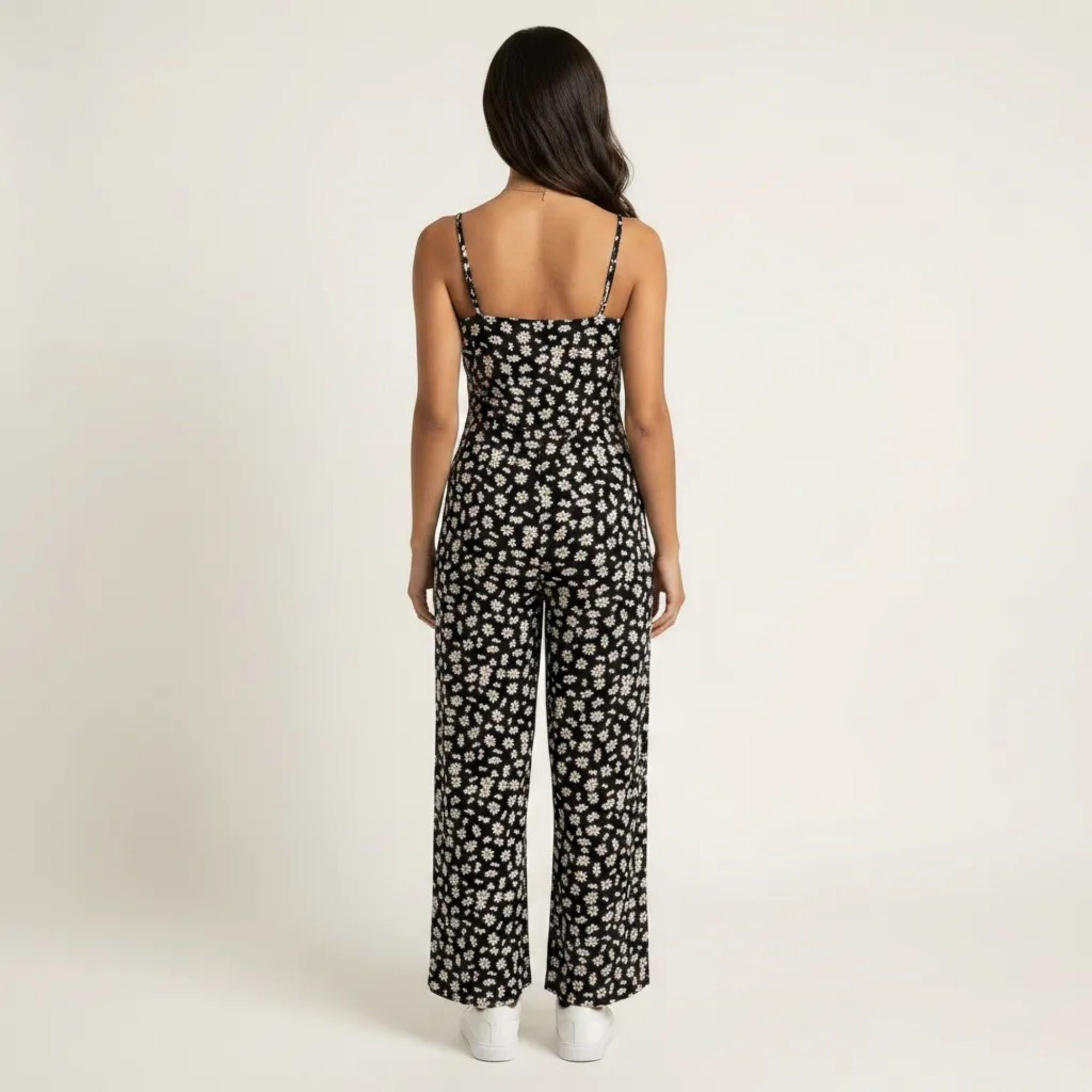 Anna-Kaci Women's Floral Print Jumpsuit Spaghetti Strap Sleeveless Wide Leg Relaxed Fit One Piece