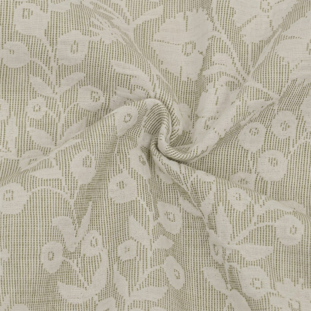 4-Piece Cotton Washed Jacquard Bedding Set with Duvet Cover Flat Sheet and Pillowcases Floral Texture