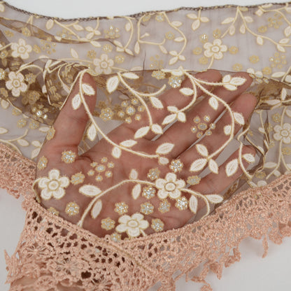 Anna-Kaci Lightweight Lace Floral Head Scarf Fringe Triangular Shawl Scarf Wrap Bandana for Women