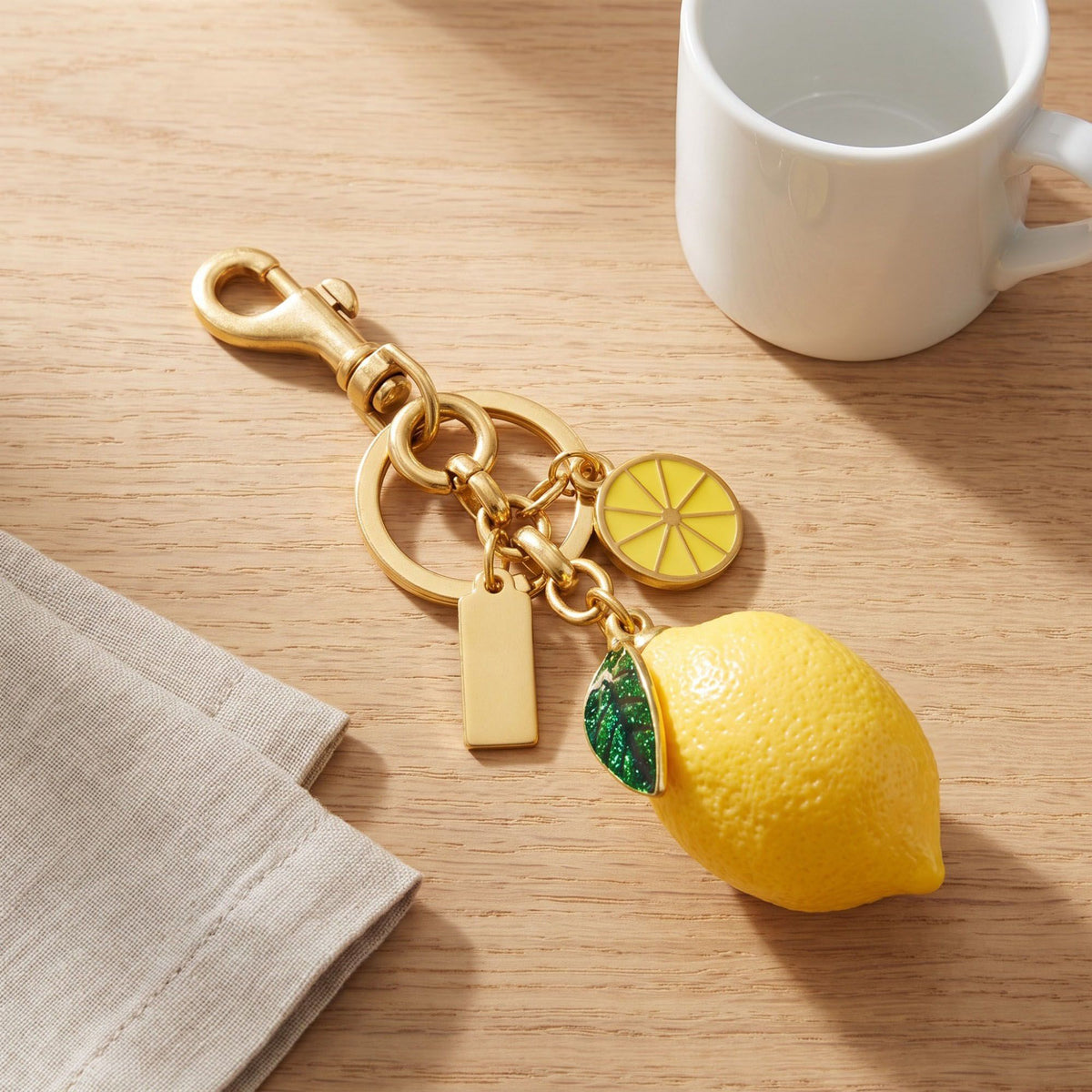 Lime Fruit Bag Charm Keychain with Lobster Clasp