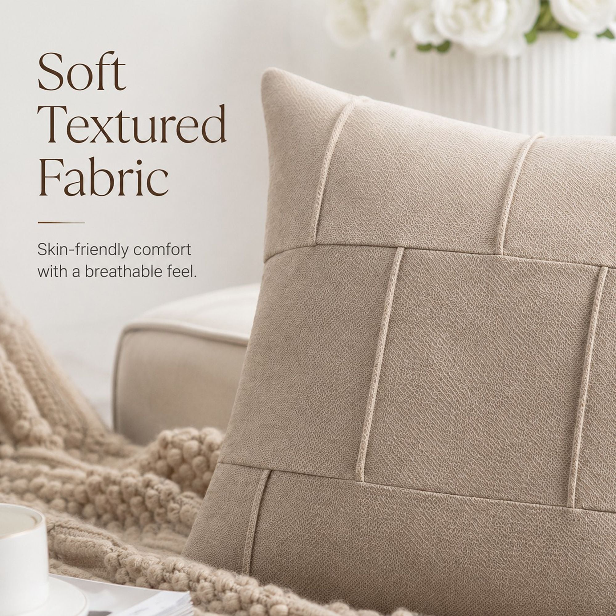 Textured Decorative Throw Pillow Cover Soft Accent Cushion Cover for Sofa Bed