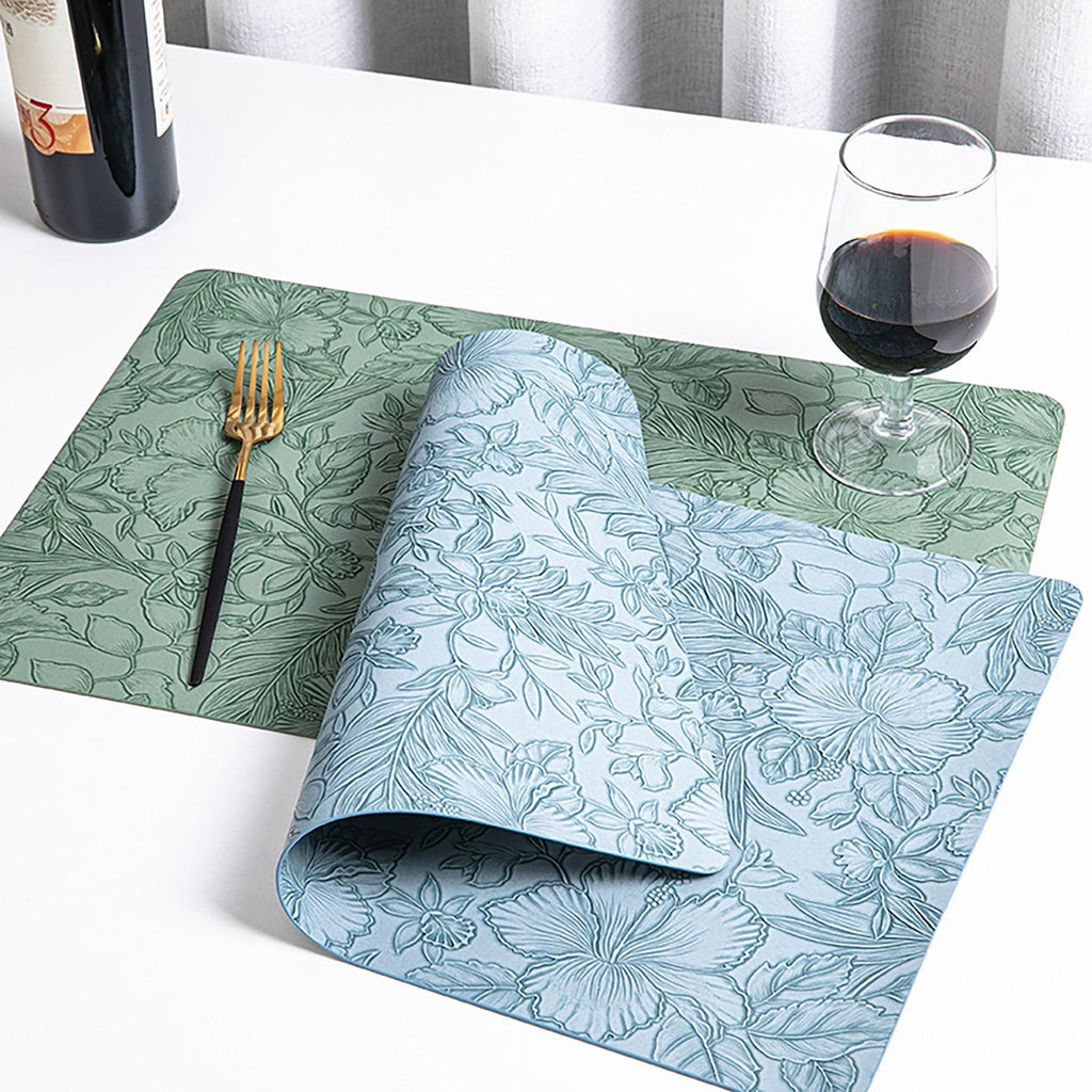 6 Piece Floral PVC Placemat Set Heat Resistant Wipe Clean Table Mats for Dining Table