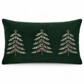 Christmas Tree Embroidered Plush Lumbar Throw Pillow Cover 12 x 20 Inch 1 Pack