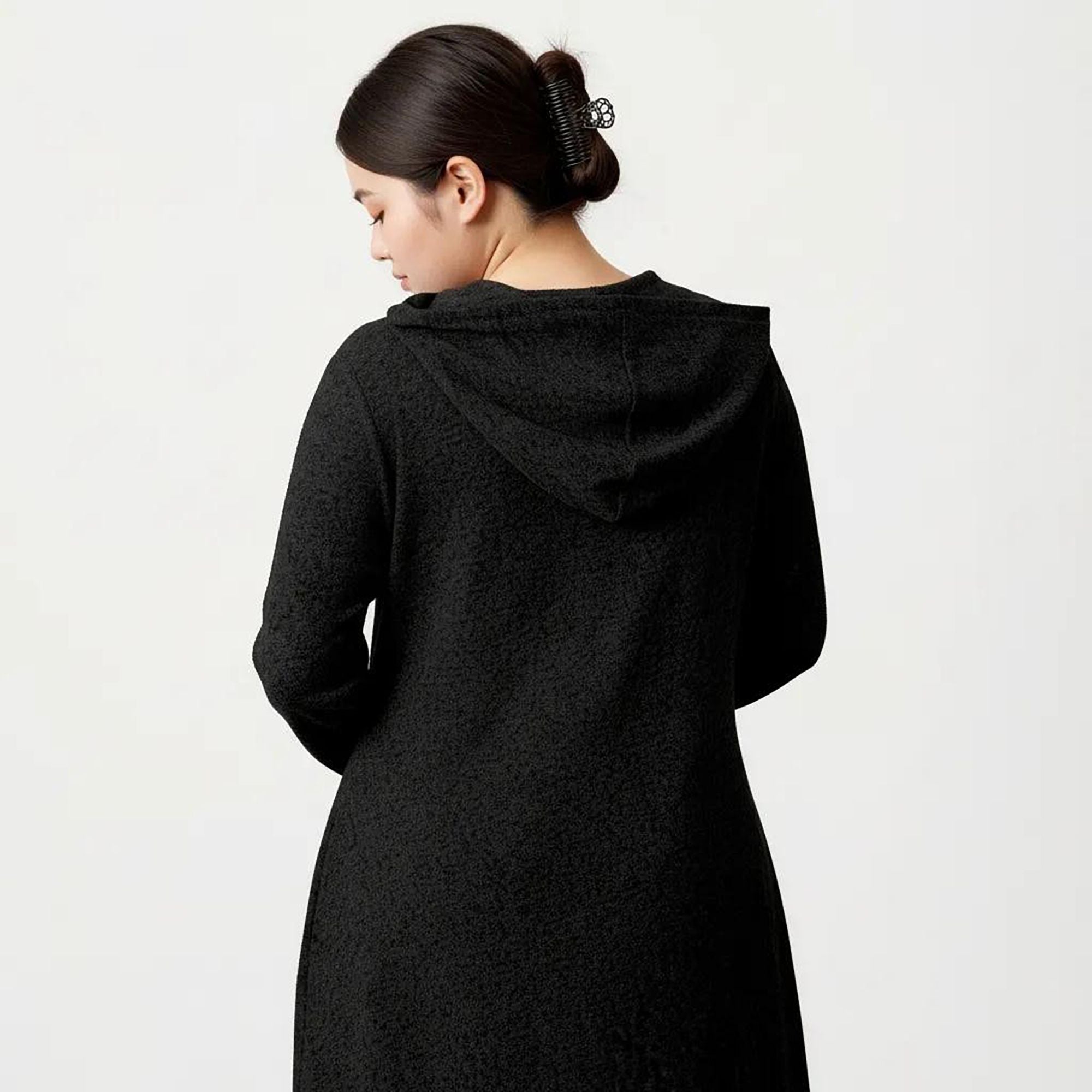 Anna-Kaci Women's Plus Size Long Sleeve Hooded Maxi Dress with Relaxed Fit Silhouette and Soft Flowy Hem