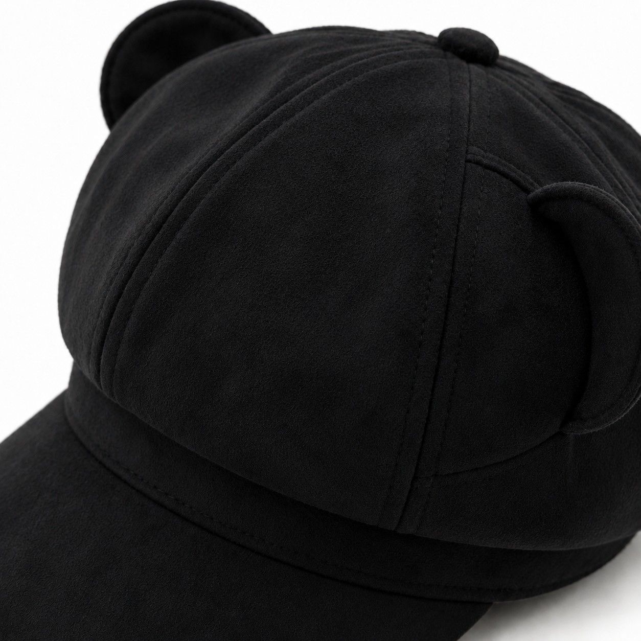 Faux Suede Bear Ear Newsboy Cap Cute Short Brim Baker Boy Hat