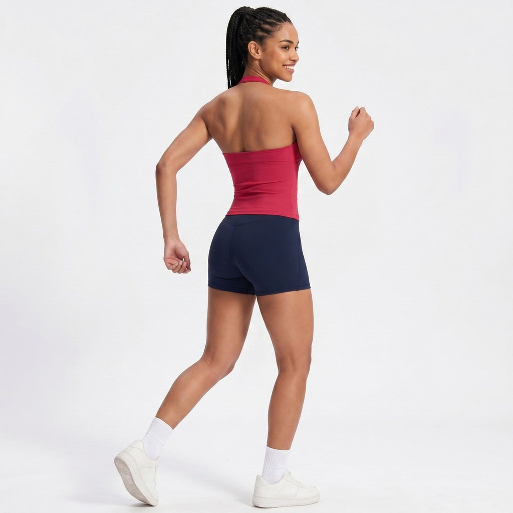 Padded Halter Wrap Front Longline Sports Bra Tank Top Workout Yoga Crop Top