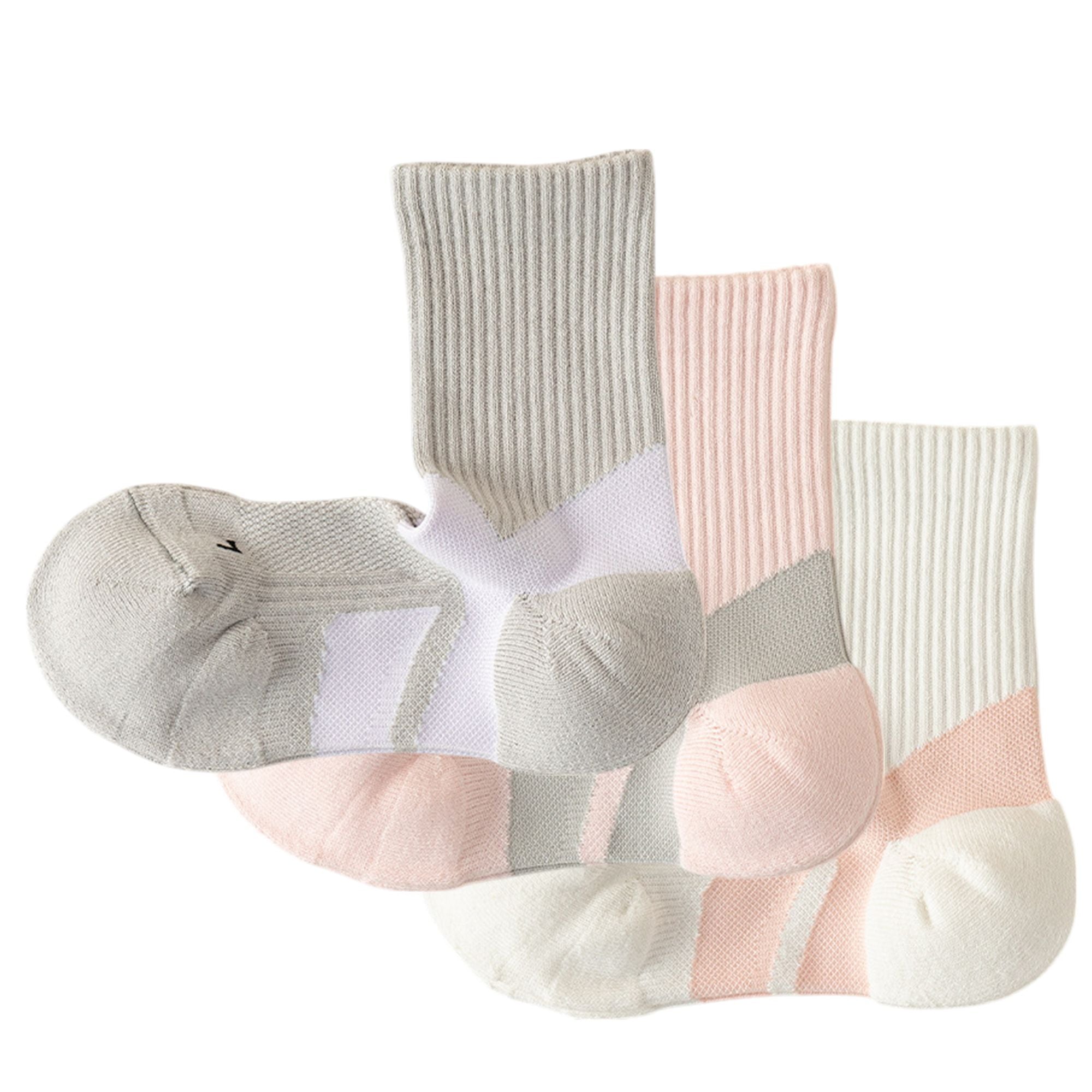 Anna-Kaci Women's 3-Pair Pack Cushioned Sports Crew Socks with Arch Support Mesh Panels and Ankle Compression