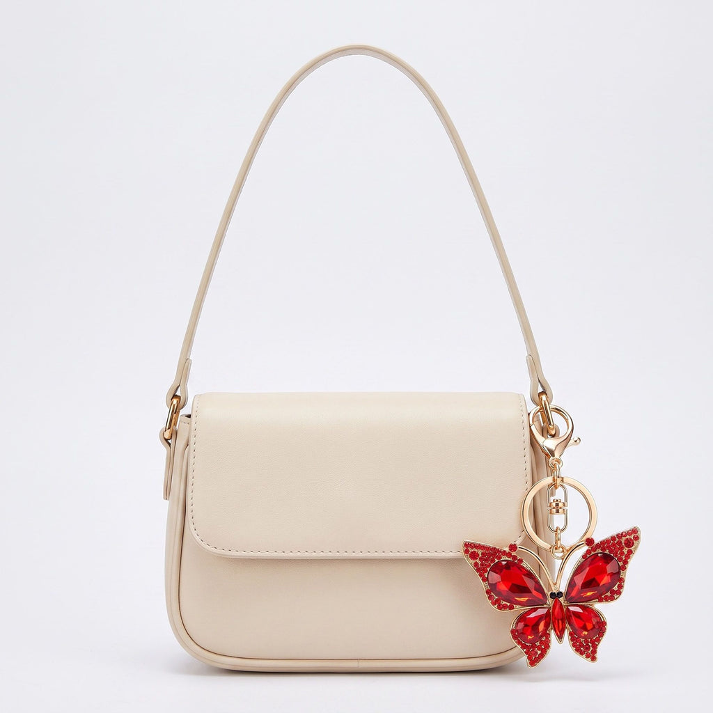 2pc Butterfly Rhinestone Keychain Bag Charm with Lobster Clasp