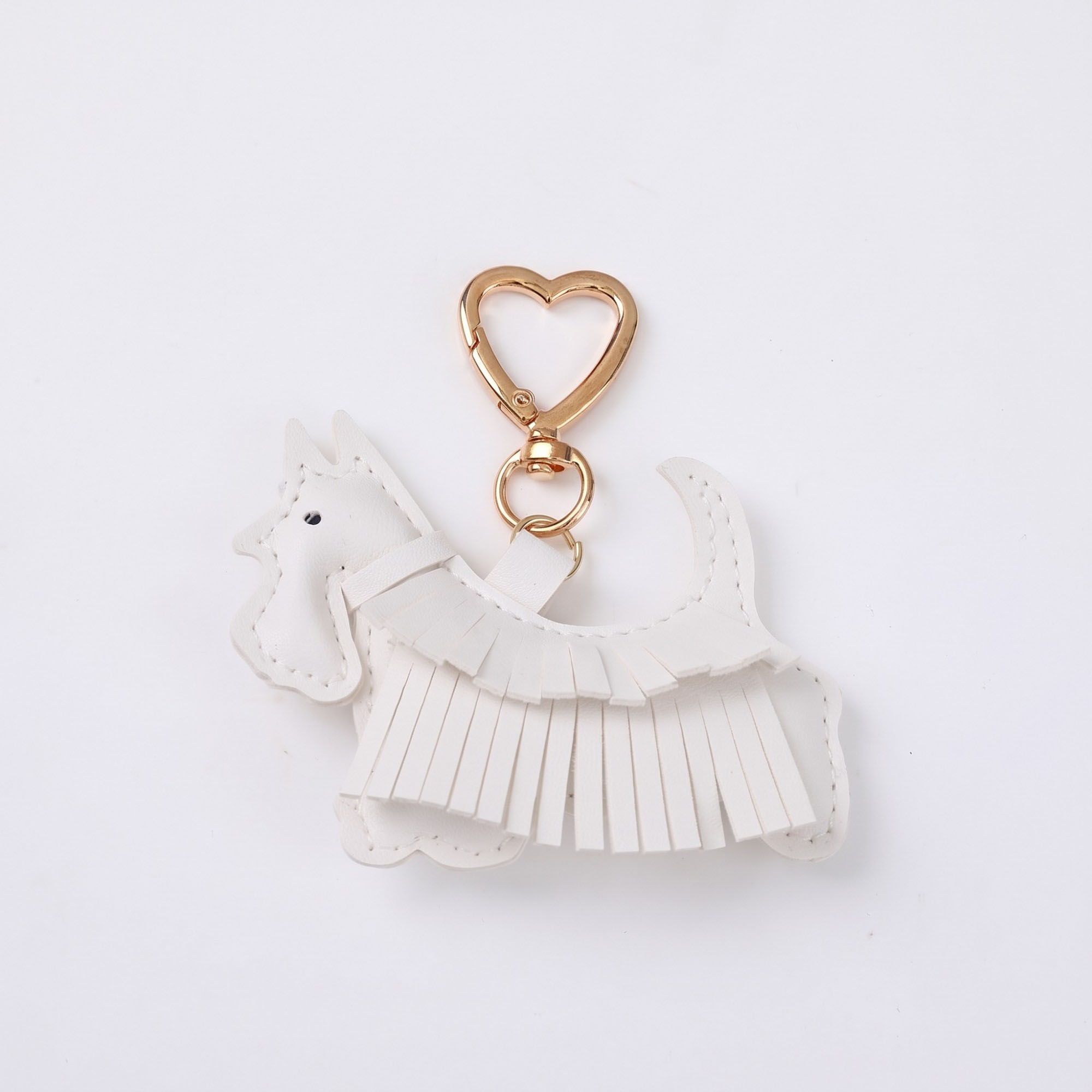 Black Scottish Terrier Dog Bag Charm with Heart Shaped Gold Tone Clip