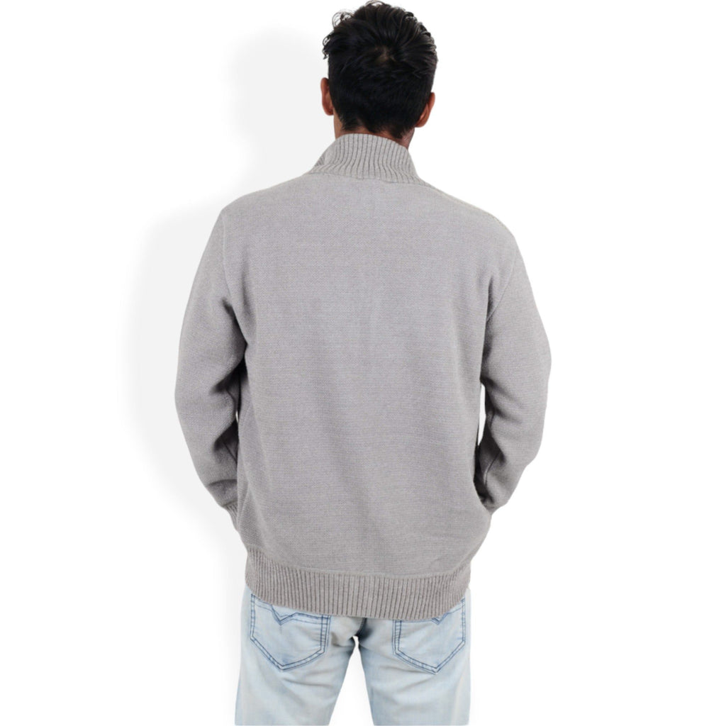 Anna-Kaci Men's Zip-Up Ribbed Knit Cardigan Sweater with Stand Collar