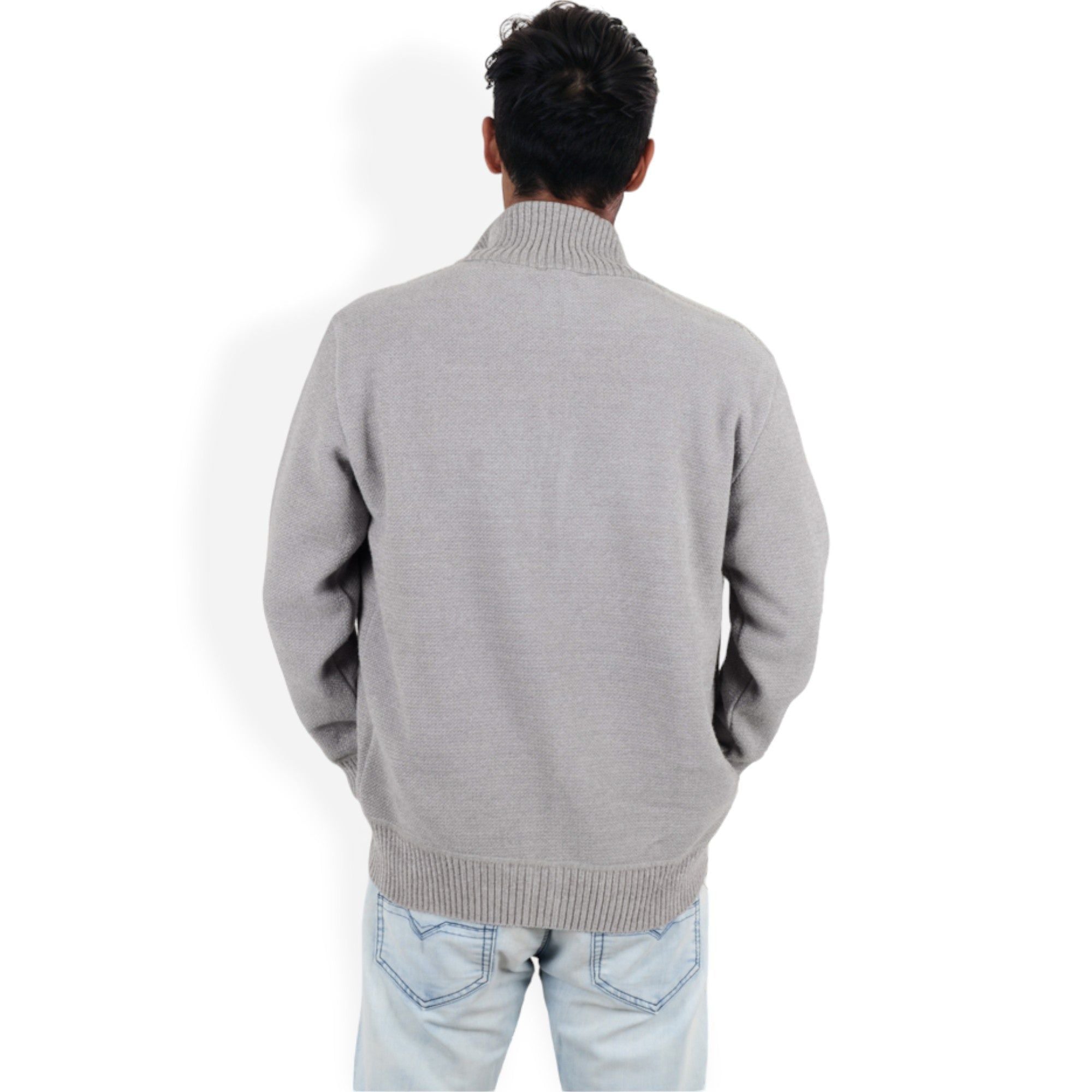 Anna-Kaci Men's Zip-Up Ribbed Knit Cardigan Sweater with Stand Collar
